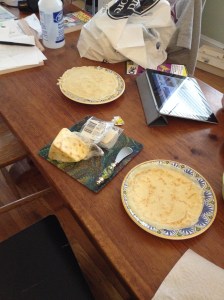 Goat cheese with cinnamon and cranberry, and wensleydale with apricot.