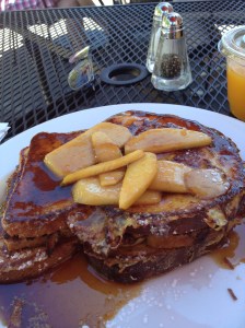 The special was caramelized pear french toast.  Guess who ate this?